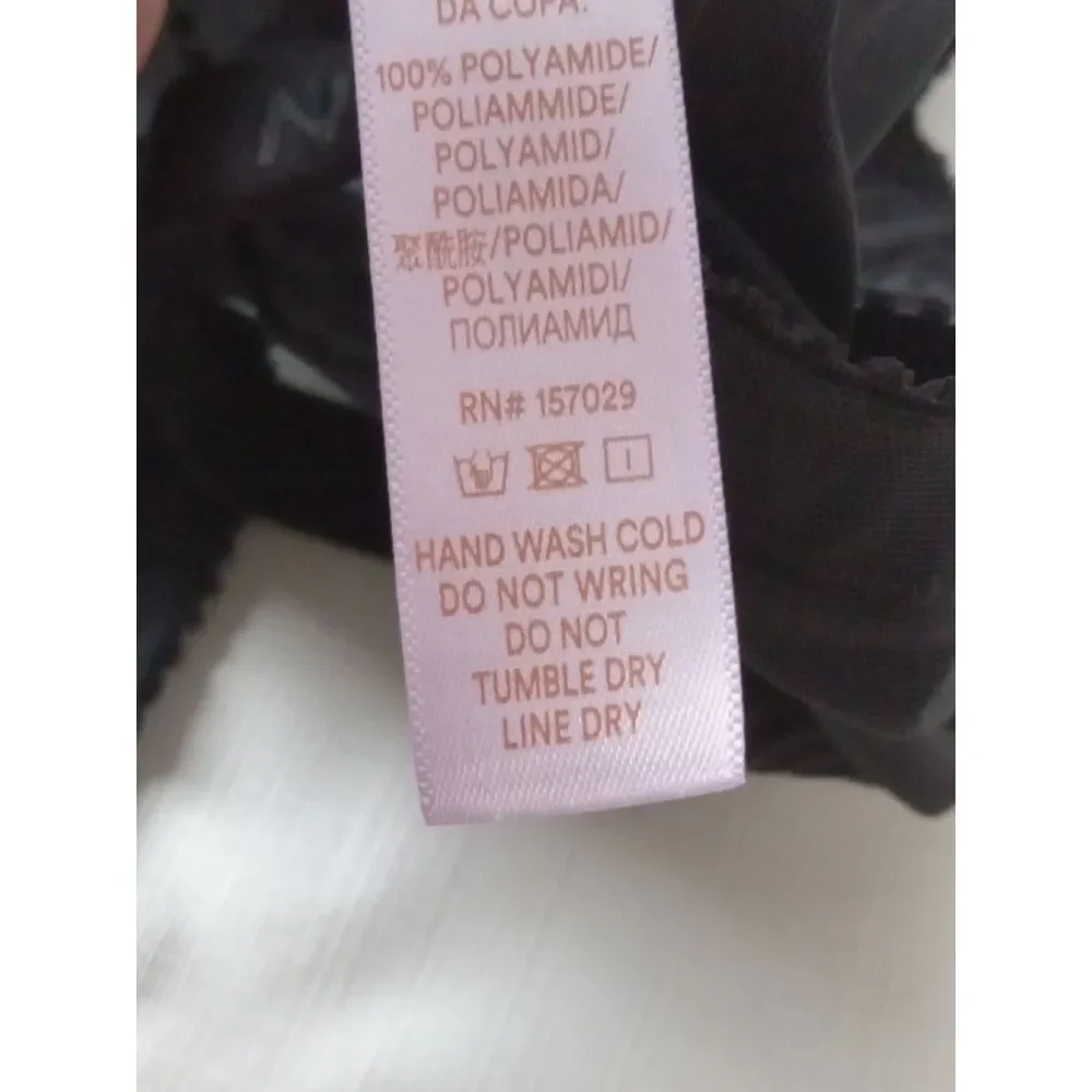 Savage X Fenty Black Caviar Flocked Logo Unlined Underwire Demi Bra Size 42DDD